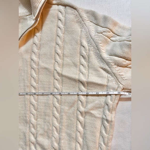 ZARA Women’s Cream Cotton Cable-knit Polo Dad Sweater with Zip Collar | XL NWT - Picture 10 of 13
